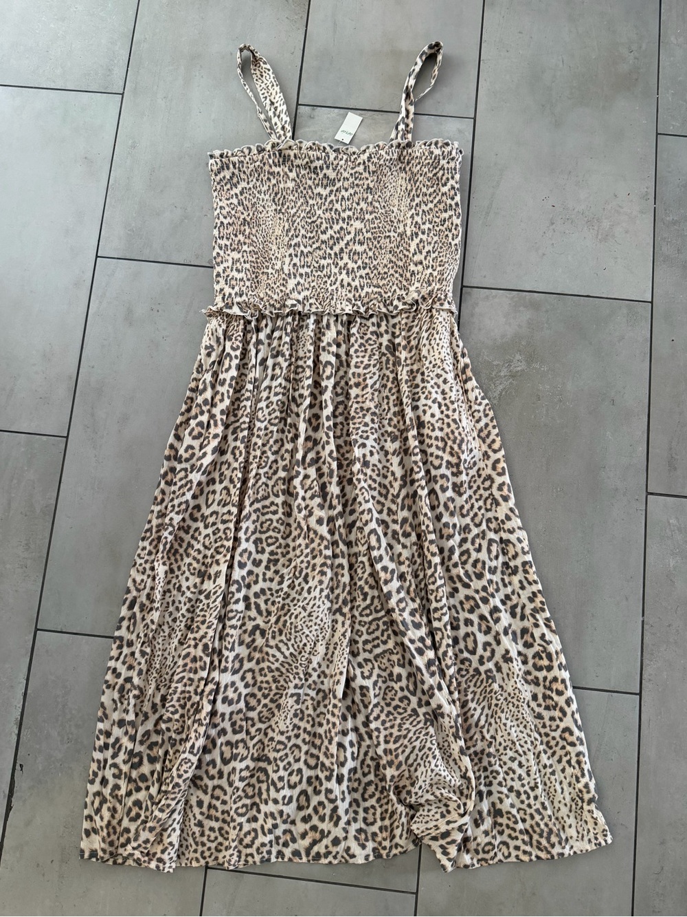 NWT Aerie Leopard Print Smocked Maxi Dress XL $69.95